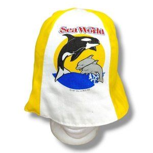 Vintage Sea World Shamu Kids Hat White Yellow Hong Kong 1982 New Unworn